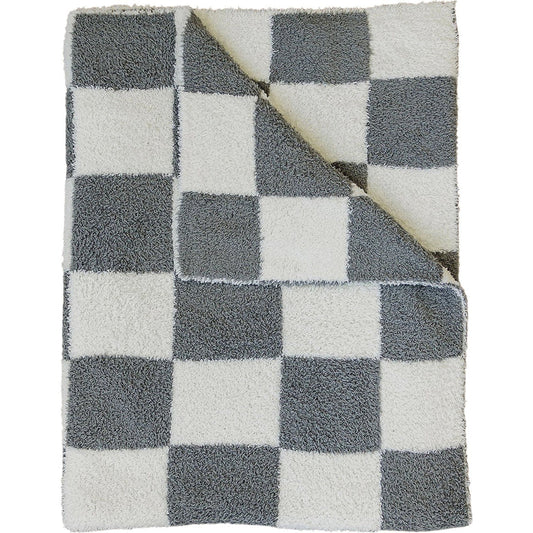 charcoal checkered plush blanket