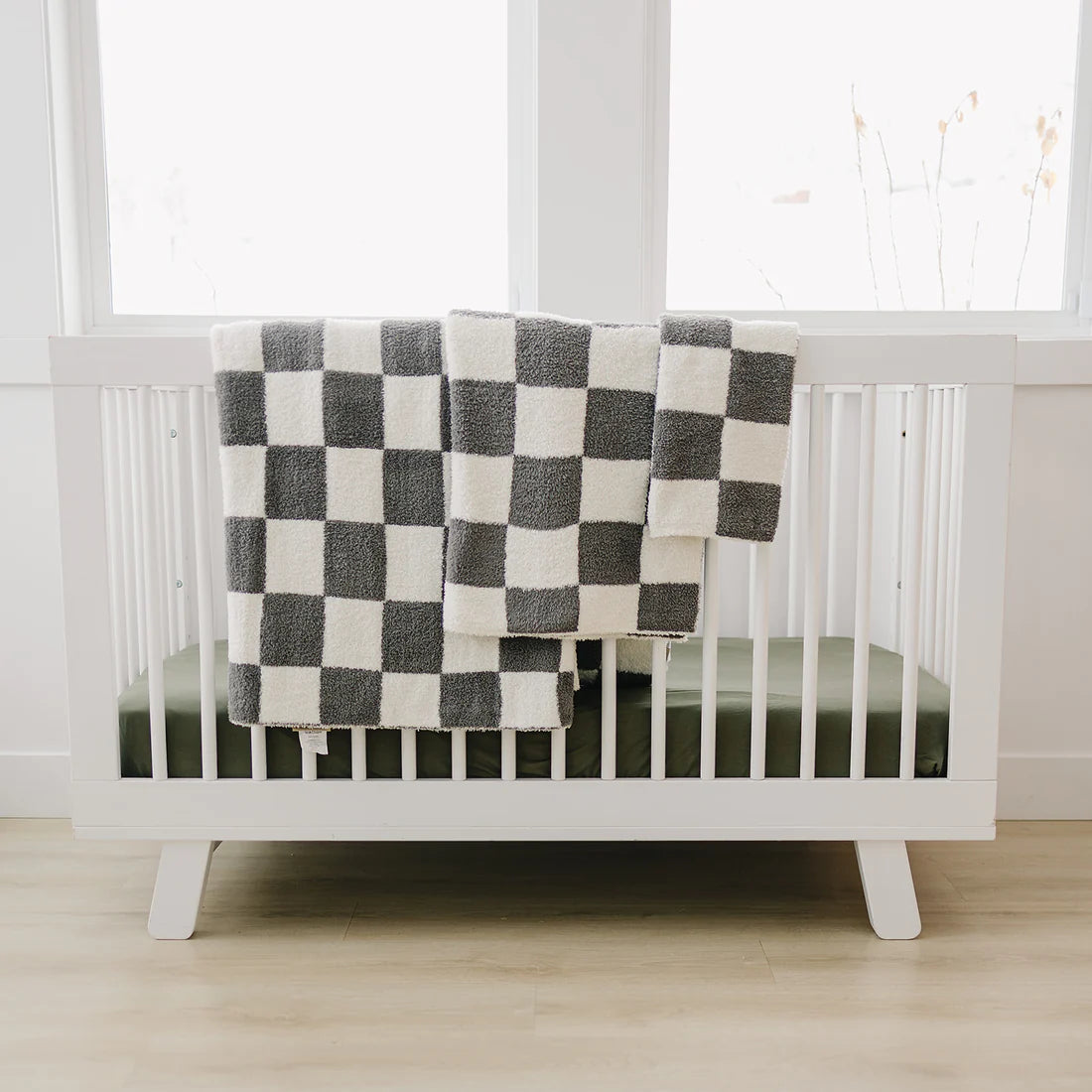 charcoal checkered plush blanket