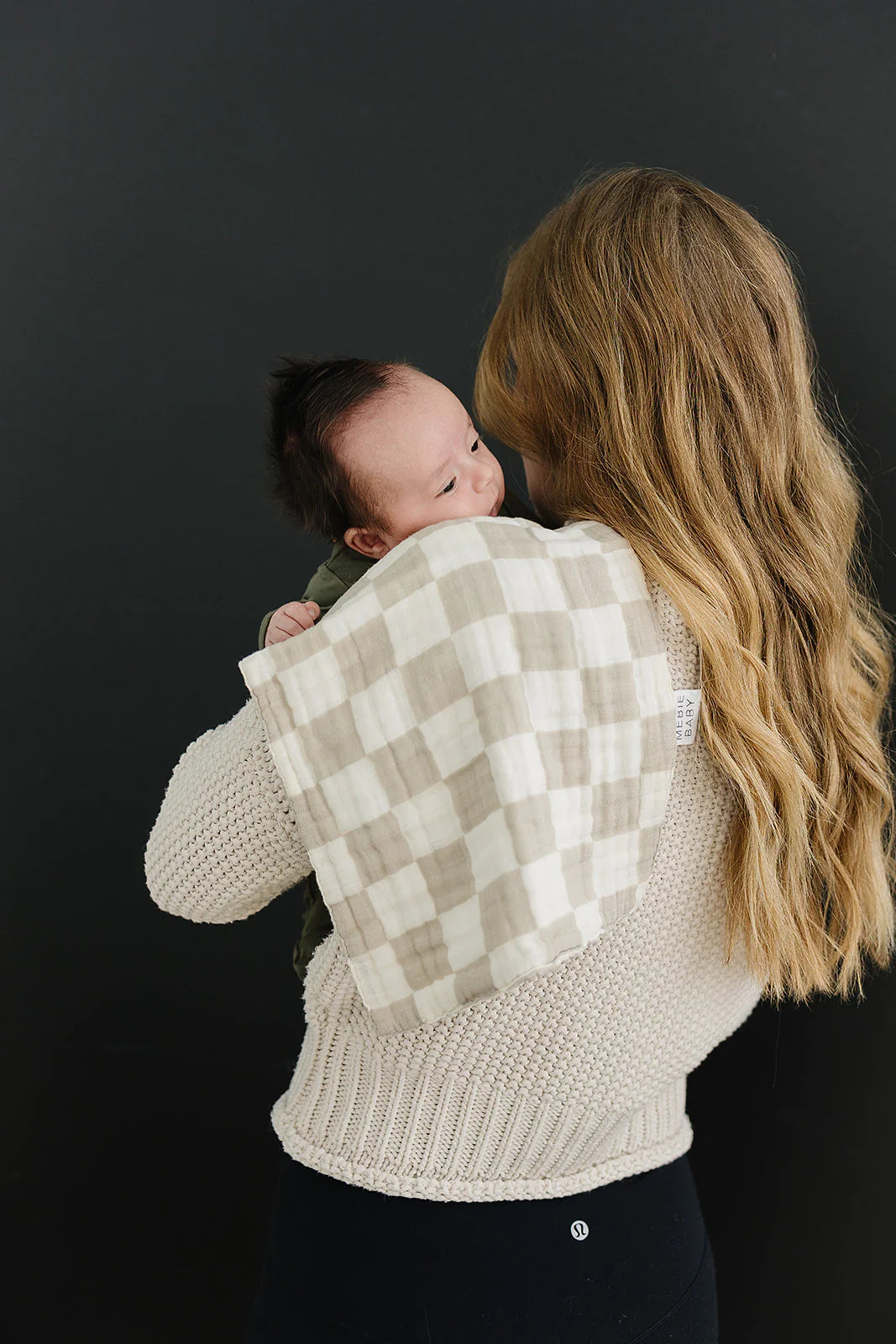 taupe checkered burp cloth